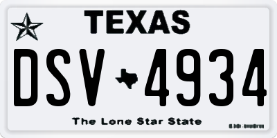TX license plate DSV4934
