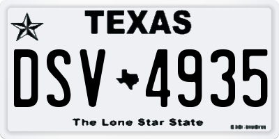 TX license plate DSV4935