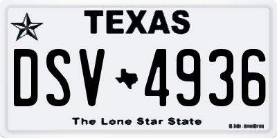 TX license plate DSV4936