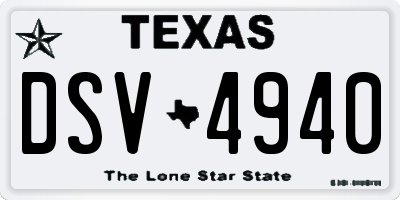 TX license plate DSV4940