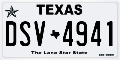 TX license plate DSV4941