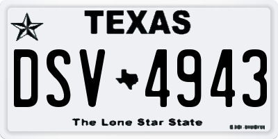 TX license plate DSV4943