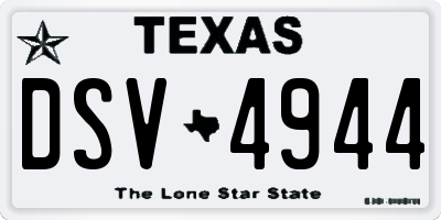 TX license plate DSV4944