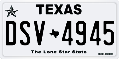 TX license plate DSV4945