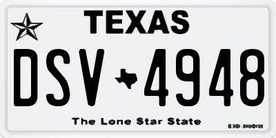 TX license plate DSV4948