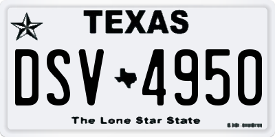 TX license plate DSV4950