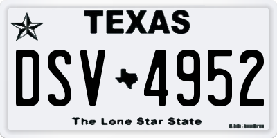 TX license plate DSV4952