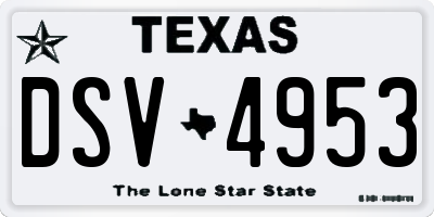 TX license plate DSV4953