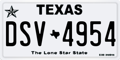 TX license plate DSV4954