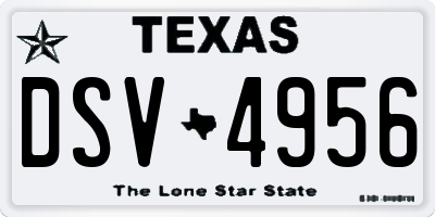 TX license plate DSV4956