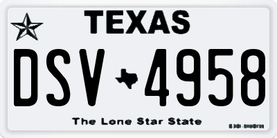 TX license plate DSV4958