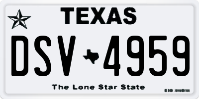 TX license plate DSV4959