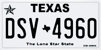 TX license plate DSV4960