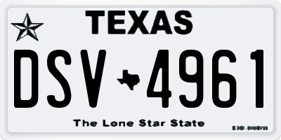 TX license plate DSV4961
