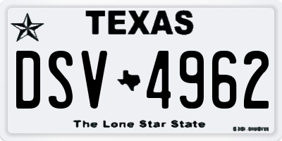 TX license plate DSV4962