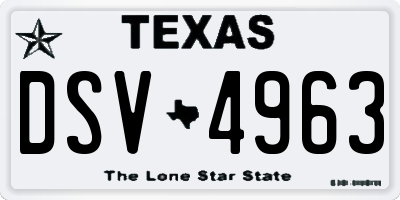 TX license plate DSV4963