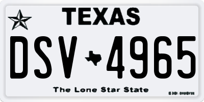 TX license plate DSV4965