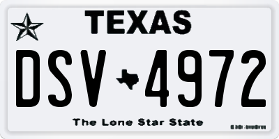 TX license plate DSV4972