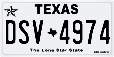 TX license plate DSV4974