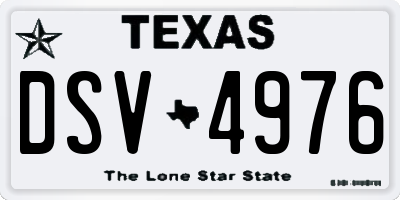 TX license plate DSV4976