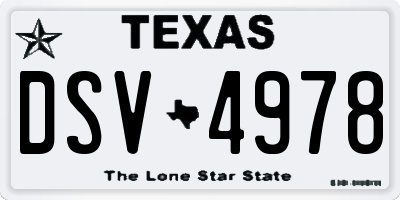 TX license plate DSV4978