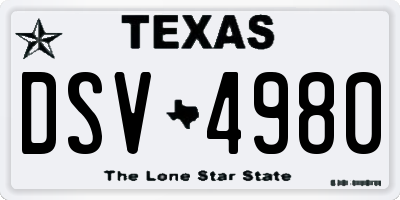 TX license plate DSV4980