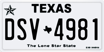TX license plate DSV4981