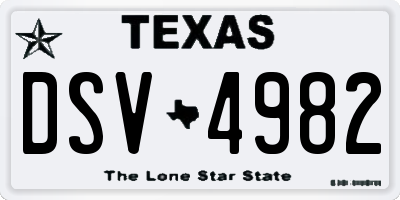 TX license plate DSV4982