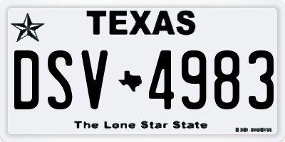 TX license plate DSV4983