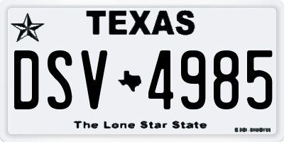 TX license plate DSV4985