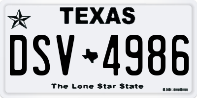 TX license plate DSV4986