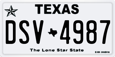 TX license plate DSV4987
