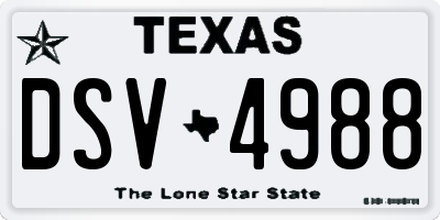 TX license plate DSV4988