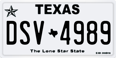 TX license plate DSV4989