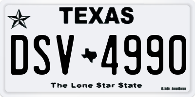 TX license plate DSV4990