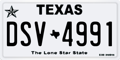 TX license plate DSV4991