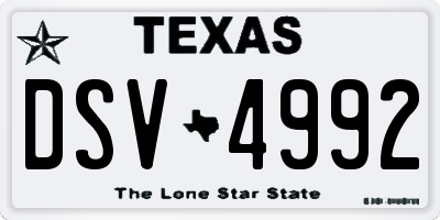 TX license plate DSV4992
