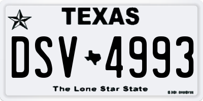 TX license plate DSV4993