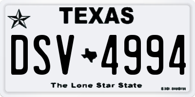 TX license plate DSV4994