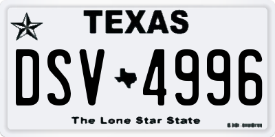 TX license plate DSV4996