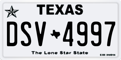 TX license plate DSV4997