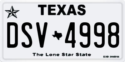 TX license plate DSV4998
