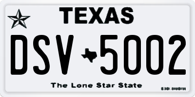 TX license plate DSV5002