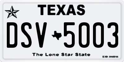 TX license plate DSV5003
