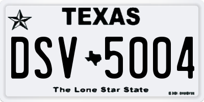 TX license plate DSV5004
