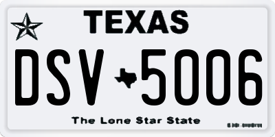 TX license plate DSV5006