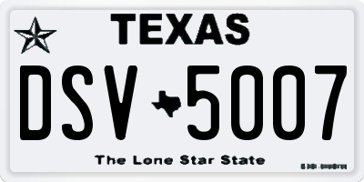 TX license plate DSV5007