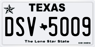 TX license plate DSV5009