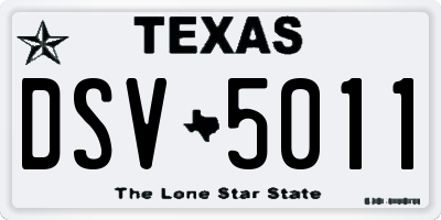 TX license plate DSV5011