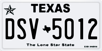 TX license plate DSV5012